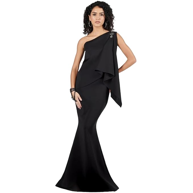 Embellished One-Shoulder Gown