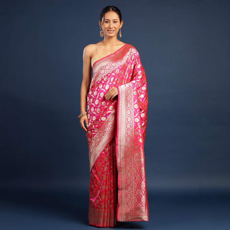 Saree with Blouse Piece Zari Work