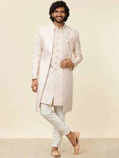 Men's Self Patterned Sherwani Set