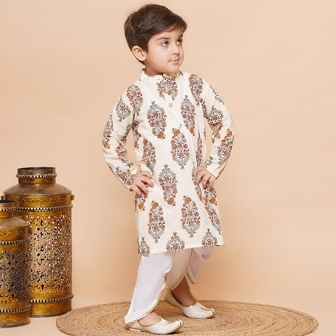 Kids Cotton Dhoti Kurta Set For Boys - Image 2