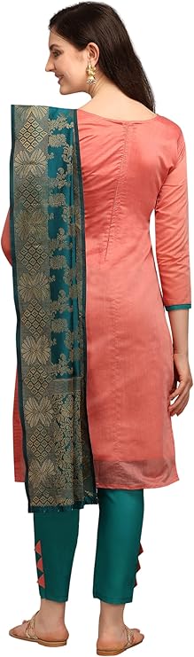 Women’s Cotton Hand Embroidered Work Salwar Suit Banarasi Dupatta - Image 2