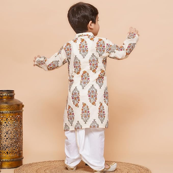 Kids Cotton Dhoti Kurta Set For Boys - Image 5