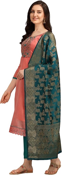 Women’s Cotton Hand Embroidered Work Salwar Suit Banarasi Dupatta - Image 5