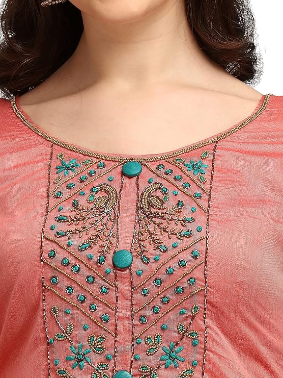 Women’s Cotton Hand Embroidered Work Salwar Suit Banarasi Dupatta - Image 6