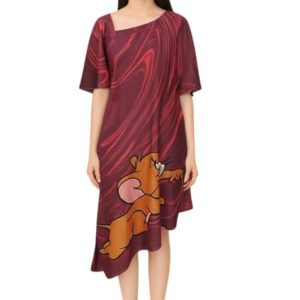 IZU Swirl and Squeak Satin Print Dress for Women | Artistic Printed Satin Dress with Contemporary Graphic Pattern | Stylish Dress for Casual Outings, Festive Gatherings and Cultural Events